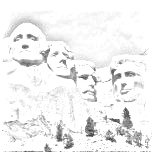 Socha hlav 4 amerických prezidentů (Washington, Jefferson, Roosevelt, Lincoln) vytesaná do žulového skalního masivu, dokončena r.1941